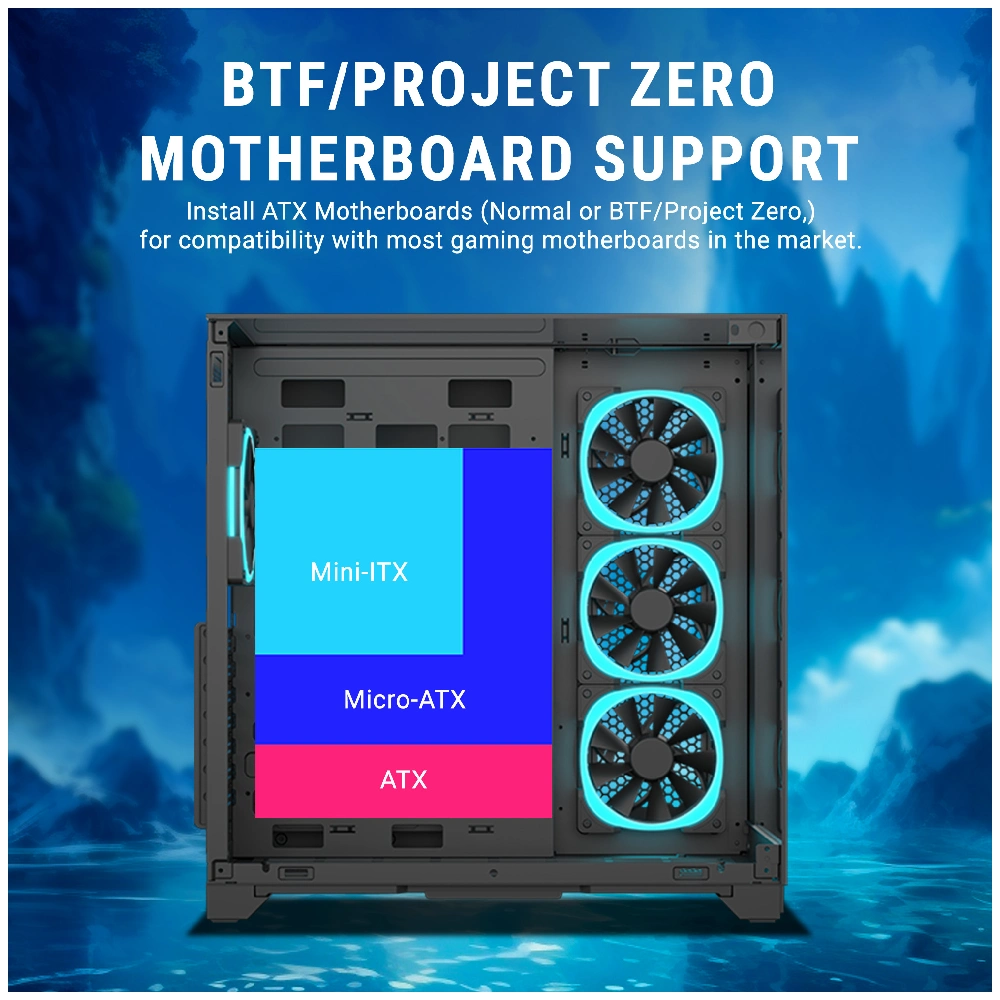 Ant Esports Gaming Cabinet Crystal Mirror Black view 7